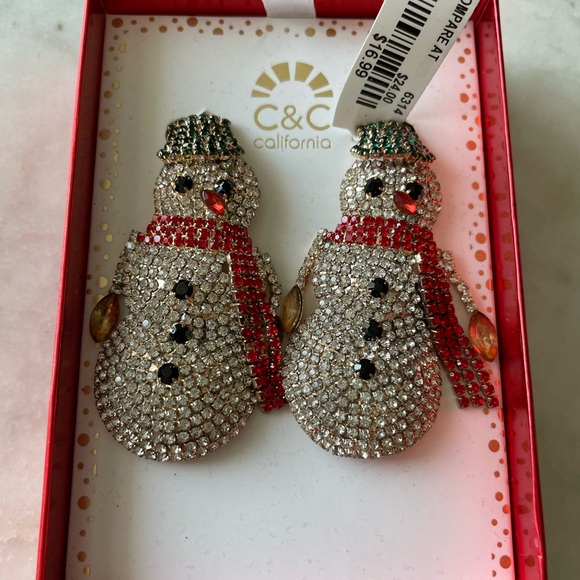 NWT- Snowmen jeweled fashion statement earrings. Perfect for winter & Holidays - Picture 4 of 6